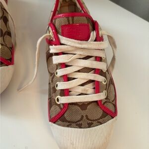 Coach Women's Brown and Pink Lace-Up Sneakers
